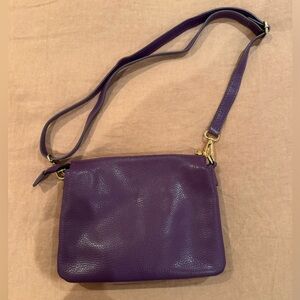 Italian Leather Purple Crossbody Bag